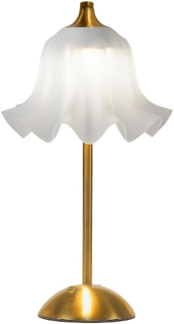 Cordless Table Lamp,Small Desk Lamp with 3 Color,Dimmable LED Reading Light,Touch Lamps for Nightstand,Vintage Flower Lamp for Bedroom Living Room Office Decor