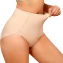 LEVAO Shapewear Women Tummy Control Underwear - Seamless High Waist Shaper Panties Full Coverage Moderate Shaping Briefs (Small, Nude)