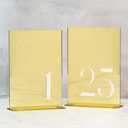 JINMURY Gold Wedding Table Numbers 1-25 with Stands, 5"x7" Gold Mirror Acrylic Table Numbers, Perfect for Wedding Reception, Party, Anniversary, Event