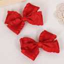 4in Red Ruffled Ribbon Hair Bow Clips,2pc Cute Valentine’s Day New Year Hair Accessories for Girls, Toddlers, Teens,Moms Christmas Stylish Bows for Everyday Special Occasions