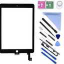 Black New Glass Touch Screen Digitizer Replacement for iPad Air 2 9.7" 2nd Gen A1566 A1567 and Pre-Installed Adhesive with Repair Tools Kit (Without Home Button,Not Include LCD)
