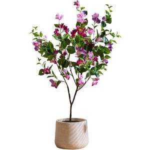 5FT Pink/Purple Artificial Bougainvillea Tree, Beautiful Artificial Tree for Outdoor Indoor Office Wedding Home Decor Used for Dining Table Center, Wedding Parties, and(Purple,3ft) (0in)