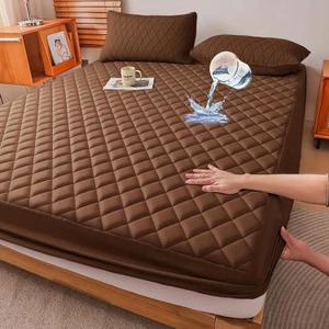 WESLEEPER Mattress Protector Waterproof Mattress Protector Mattress Bed Cover Super Soft Breathable Machine Washable Cover for Home, Bedroom, Hotel (Brown, Queen)
