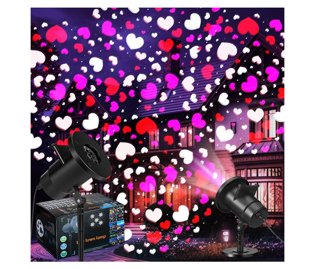 Valentine Projector Light with 1 Film Slides LED Holiday Projector Lights Outdoor Reflectors Waterproof Landscape Decorative Rotation Lighting Movement Projection Lamp for Party