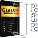 SIBEITU 3 Pack Screen Protector for iPhone 13 with 3 Pack Camera Lens Tempered Glass Protector, 6.1 Inch HD Clear Tempered Glass Film 9H Hardness Full Coverage, Scratch Resistent, No Air Bubbles