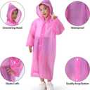 2 x OFFITECTURE 2-Pack Reusable Rain Ponchos for kids - Hooded Raincoats for Boys Girls (Blue+Pink)