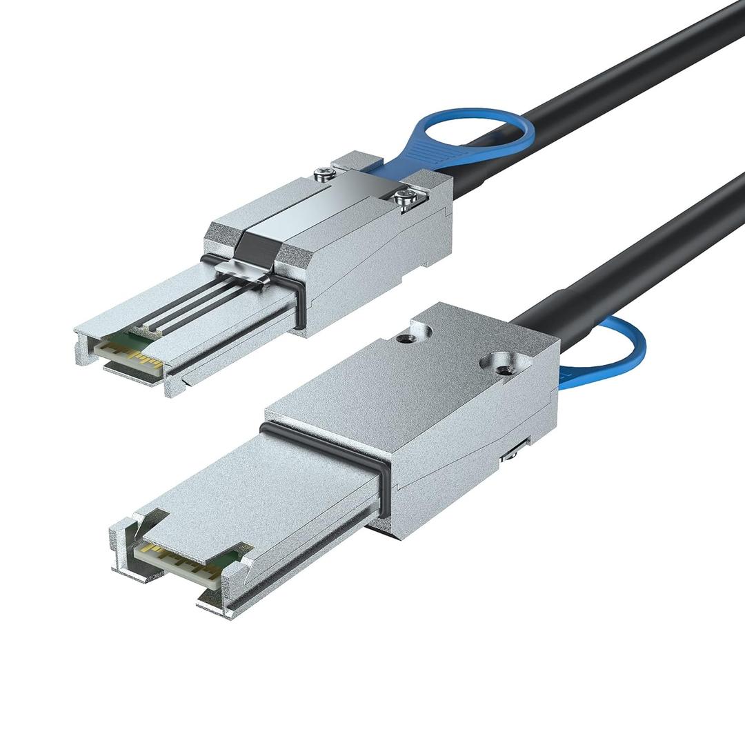 10Gtek SFF-8088 to SFF-8088 External Mini SAS HD Cable, 3G/6Gbps SAS2.0 26Pin Hybrid Cable Attached SCSI for Raid, DAS, and Servers, 100-Ohm, 3-m(10ft) (1PC)