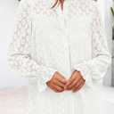 PRETTYGARDEN Women's Lace Long Sleeve Button Down Blouse (White, M)