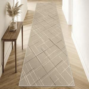 TTelephant Beige Runner Rug Ultra Non-Slip 2x10 Long Hallway Rugs Washable Modern Tear and Stain Resistance No Pile Lightweight Modern Rug Runners for Entryway, Kitchen, Walkway, Entrance, Beige