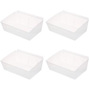 Slatwall Bins 4 Pcs Large Slatwall Organizer for Garage Plastic Slatwall Storage Bins for Storing Garage Accessories Multiple Stackable Slat Wall Tool Organizer for Workshops, Shopping Malls (Clear)
