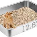 Stainless Steel Cat Litter Box, 17.7"13.8"2.8" Metal Litter Pan, Small Litter Box for Little Cats Kittens, Easy Cleaning