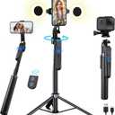 70" Auto Face Tracking Tripod for iPhone,360 Rotation Travel Selfie Stick Stand,Face Tracking Phone Tripod with Light and RemoteApplied to Tiktok YouTube Vlog Video Recording