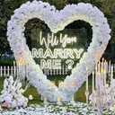 7FT Heart Shaped Metal Arch Frame, Wedding Arch Stand for Ceremony, Large Double Tube Balloon Arch for Wedding Backdrop (Gold)