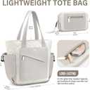 EIMMBD Tote Bag for Women, Puffer Bag Work Bags with Zipper for Travel, Quilted Nurse Laptop Handbags (Beige)
