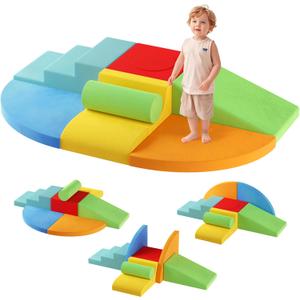MFXLGO Large 8-Piece Foam Climbing Blocks for Toddlers, Soft Play Climbing Toys with Non-Slip Bottom, Baby Climbing Blocks Boost Motor Skills & Coordination, Indoor Play Gym Set for Climbing & Crawling