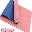 YOGATI Yoga Mat with Strap with Alignment Lines. Home Workout Mat for Women, Men and Kids. Thick Non Slip Yoga Mat for Pilates and Fitness. Brown, Pink and Purple Yoga Mats