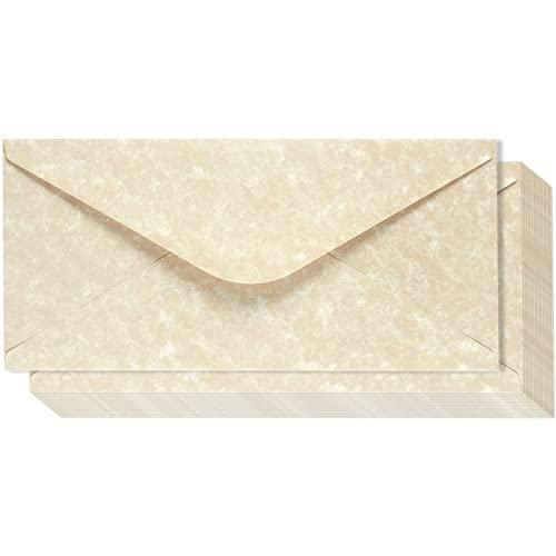 48 Pack Parchment Envelopes for Writing Letters with Gummed Seal - Decorative Vintage Style Home Stationary Supplies 8.75"x4"- Fancy Envelope for Letter
