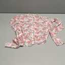 Women's Sheer Floral Long Sleeve Layering Top Ruffled Mock Neck Sheer Blouse for Casual Brunch Party Club Night Date Outfits (Medium, Flower White Light Pink)