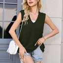 Cakulo Beach Cover Ups for Women Summer Crochet Tops 2025 Hollow Out V Neck Sleeveless Sweater Vest (Green, L)