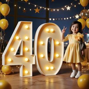 Marquee Numbers 3 Feet Tall Large Light Up Numbers 40th Birthday Decorations Women Men Big Yellow Light Outdoor Anniversary Decorations Balloon Arch Kit Party Backdrop 40