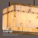 Alabaster Round Chandelier, 20 Inch Natural Spanish Alabaster Stone Texture Luxury Chandelier, 8-Light Modern Luxury Pendant Light Fixture for Dining Room, Living Room, Kitchen Island, Foyer