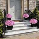 YXZZWL 8 Bundles Artificial Flowers for Front Door, Fake Silk Azalea Bouquet Silk Flowers for Outside UV Resistant Realistic Faux Plants for Planter Farmhouse Patio Garden Walkways Home Decor (Pink)