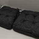 Basic Beyond Chair Cushions for Dining Chairs 2 Pack, Chair Cushion with Ties and Non Slip Backing, 15.5 x 15.5 inches Tufted Chair Pads for Dining Chairs, Black