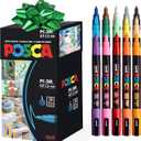 uni Posca Top Selling Paint Markers, 3M Fine Point Acrylic Paint Pens with Reversible Tips, Artist Recommended For Gifts, Decorations, Fabric, Metal, Glass, Wood and Canvas, Set of 15