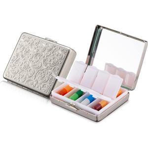 Portable Metal Travel Medicine Box/8 Compartments (Silver)