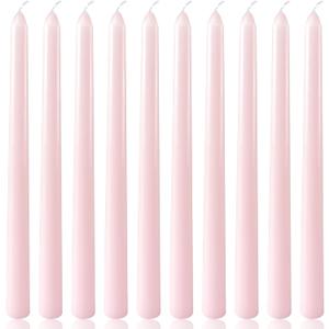 10 Inch Pale-Pink Taper Candles for Home Decoration, 10 Pack Unscented Candlesticks for Dinner Wedding Party, Smokeless and Dripless Candle Sticks