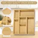 5 Pack Bamboo Drawer Organizer Set, Multi-Use Junk Drawer Organizer for Bathroom, Kitchen, Office, Jewelry, Makeup