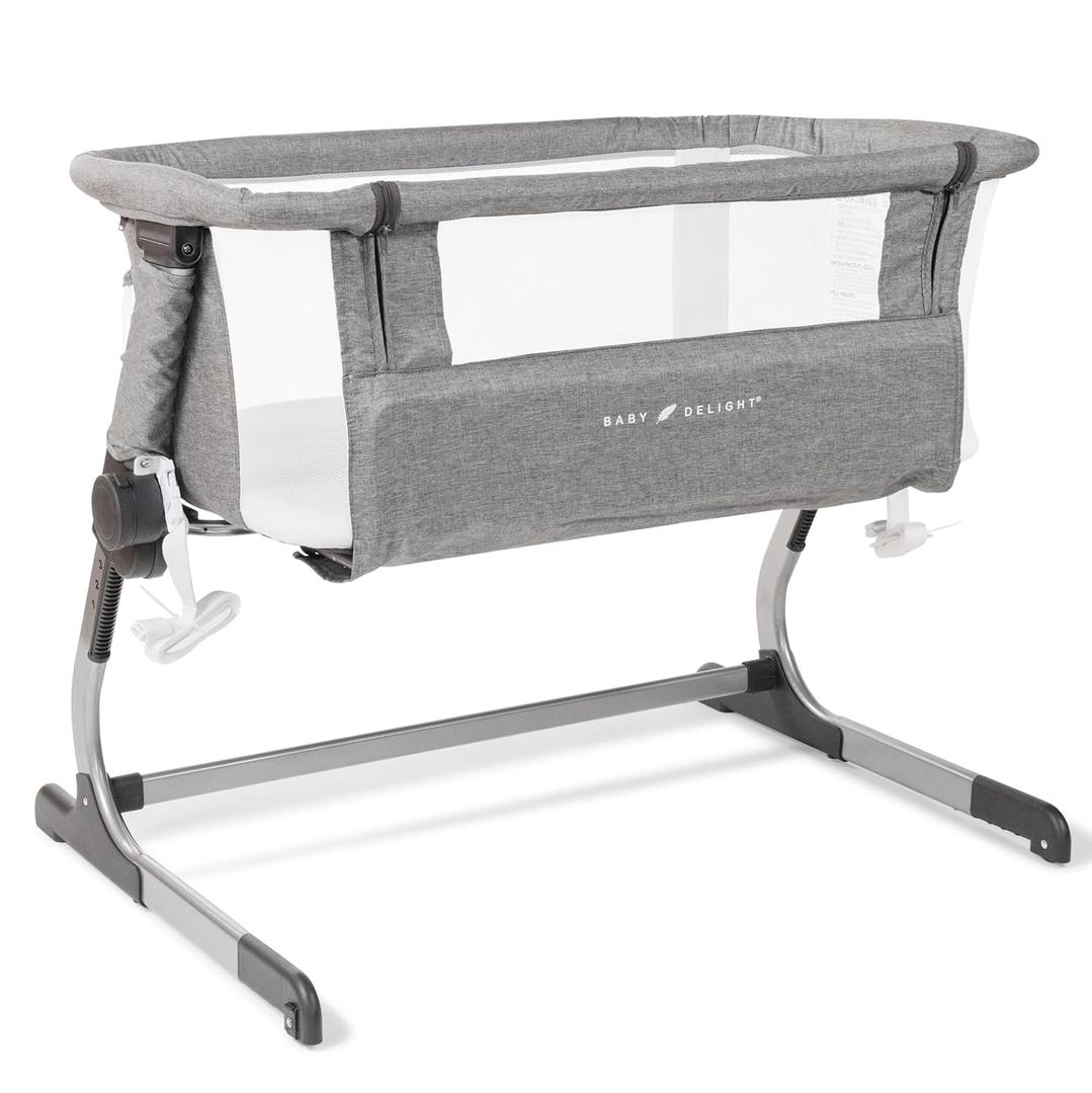 Baby Delight Beside Me Dreamer Bassinet | Bedside Sleeper | 6-Position Height Adjustment | Charcoal Tweed (Grey)