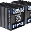 Samsill 12 Pack Durable 1.5 Inch 3 Ring Binders, Round Ring, Clear View Cover for Presentations, Black