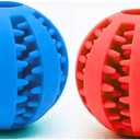 Dog Enrichment Puzzle Treat Ball  Interactive Chew Toy & Slow Feeder for Mental Stimulation, Training, Dental Health & Fetch, Durable BPA-Free Toy for Dogs, Large, 2-Pack (Red & Blue)