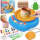 TingingYuli Pottery Wheel for Kids with Clay Kit - Arts and Crafts for Kids Ages 6-8 8-12, Complete Pottery Kit with Air Dry Clay and Painting Tools, Easter Christmas Birthday Gift for Boys Girls (yellow/blue)