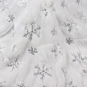 YYCRAFT 1 Yard Faux Fur Fabric with Sequin Snowflake by The Yard Fabric 62 Inch Wide for Snow Skirt Pillow Christmas Decoration-White/Silver