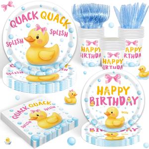 120PCS Rubber Duck Birthday Decorations for Boys And Girls Birthday Party