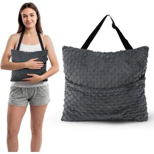 Hysterectomy Pillow with Adjustable Strap & Ice Pack Pocket, Square Abdominal Support for C-Section, Hernia & Tummy Tuck Recovery, Hands-Free Post Surgery PillowGrey