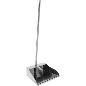Cabilock Stainless Steel Upright Dustpan with Long Handle Heavy Duty Metal Dust Pan for Home Cleaning Floor Debris Removal 28.34X10.03X8.54 Inches No Bent Over Garbage Shovel