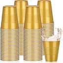 Pickmesh 50 Pack 12 oz Plastic Cups Valentine Disposable Cup Bulk for Valentine's Day Wedding Birthday Baby Shower New Year's Day Halloween and Festive Celebration Party Supplies(Gold)