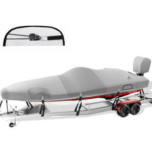 Boat Cover with Ratchet to Tighten The Hem,1200D Heavy Duty Boat Covers,17-19ft Hurricane-Proof Bass Boat Cover,100% Waterproof Bass Tracker Cover with Motor Cover for Trailer,Mooring,Gray (Length: 17'-19' Beam Width Up to: 96") Boat Cover with Ratchet to Tighten The Hem,1200D Heavy Duty Boat Covers,17-19ft Hurricane-Proof Bass Boat Cover,100% Waterproof Bass Tracker Cover with Motor Cover for Trailer,Mooring,Gray (Length: 17'-19' Beam Width Up to: 96")