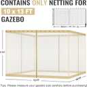 COWVIE Gazebo Replacement Netting Screen, 10' x 13' Universal Gazebo 4-Panel Mosquito Sidewalls with Double Zippers for Outdoor Patio (Only Netting)