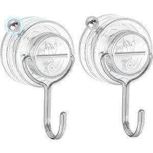 Suction Cup Hooks for Shower, Upgrade Twist-Lock Clear Suction Towel Hooks Heavy Duty Removable Bathroom Suction Hooks for Shower Tile Wall Glass Door Window 2 Pack