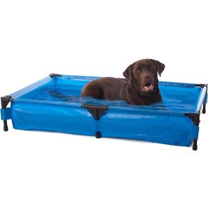 K&H Pet Products Portable Dog Pool & Pet Bath for Dogs and Puppies, Swimming Pool for Large Pets, Heavy Duty Liner with Metal Frame, Easy Drain Plug, Foldable - Extra-Large 50 X 32 X 9in Chill Blue