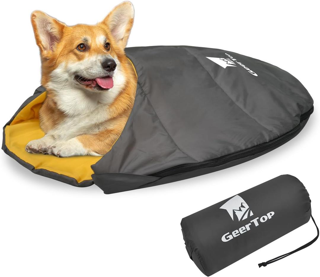 GEERTOP Lightweight Dog Sleeping Bag Portable Cozy Durable Machine Washable Pet Bed for Camping, Hiking Travel (Grey)