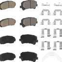 Front Rear Ceramic Disc Brake Pads Set for Honda Odyssey 2011 2012 2013 2014 2015 2016 2017 8PCS (With Hardware)