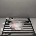 Cumbor 29.243" Baby Gate for Stairs, Wall-Mounted (Drill Required), Expandable No Bottom Bar Dog Gate, Auto Close Extra Wide Walk Thru, Pet & Toddler Proof Gate, Top & Bottom of Stairways(Black)