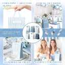 NICROLANDEE Wedding Party Gift Bags - Dusty Blue Gift Bags With Handles 24 PCS, Party Favors Treats Goodies Ribbon Gift Wrapping Bags for Wedding, Something Blue Bridal Shower, Birthday, Bachelorette Party, Baby Shower 8.6x4.7x3.1