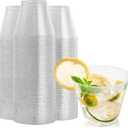 FOCUSLINE 100 Pack Silver Glitter Plastic Cups 9 oz Clear Plastic Cups Tumblers, Fancy Disposable Hard Plastic Cups with Silver Glitter for Wedding Cups Elegant Party Cups