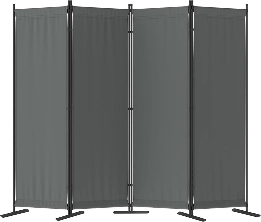 Morngardo Room Divider, Folding Privacy Screens, 4 Panel Room Partitions, 88" Foldable Wall Dividers, Portable Separating for Home Office Bedroom Dorm Decor (Grey)